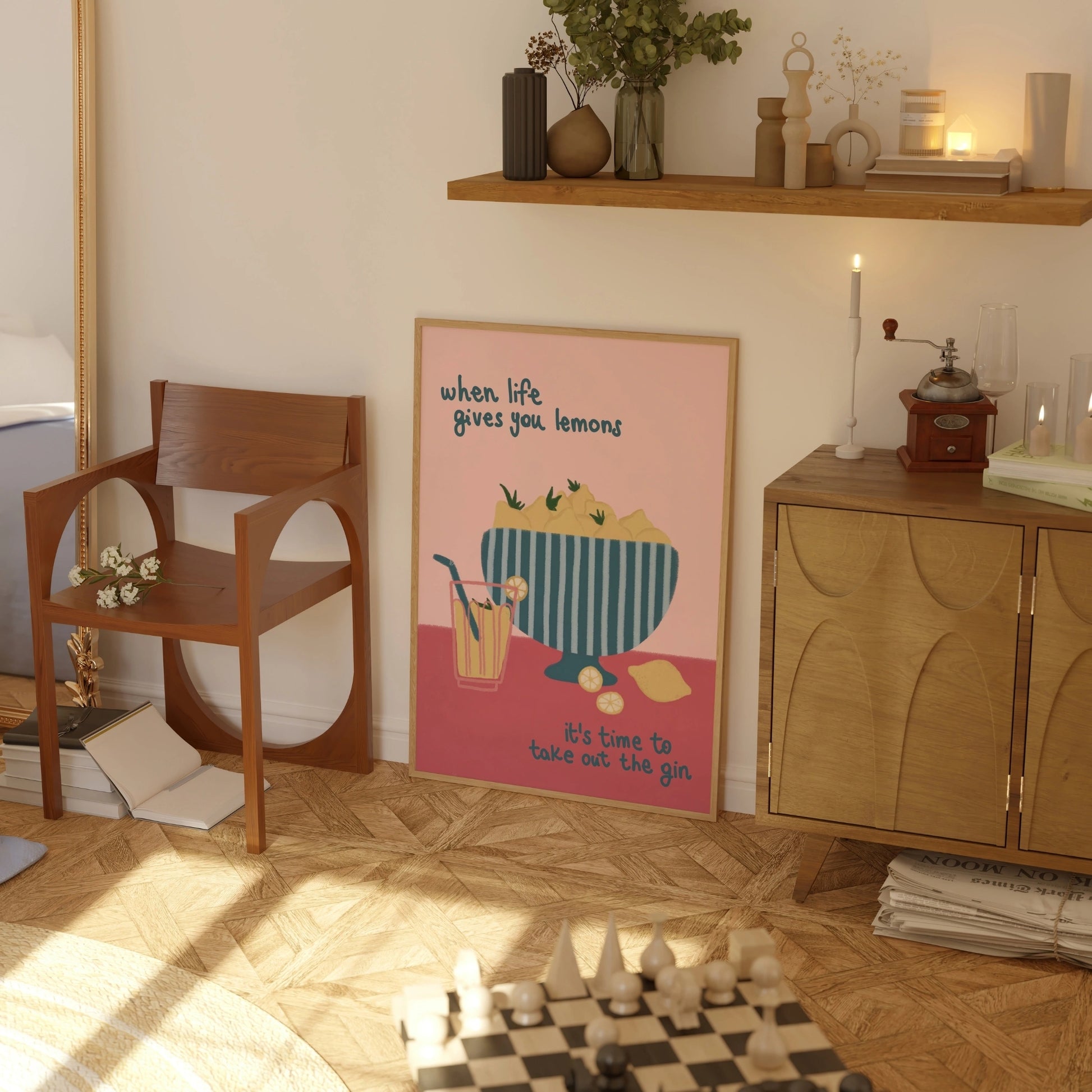 Decorazione murale per la tavola da pranzo italiana – Stampa di pasta, vino e cucina