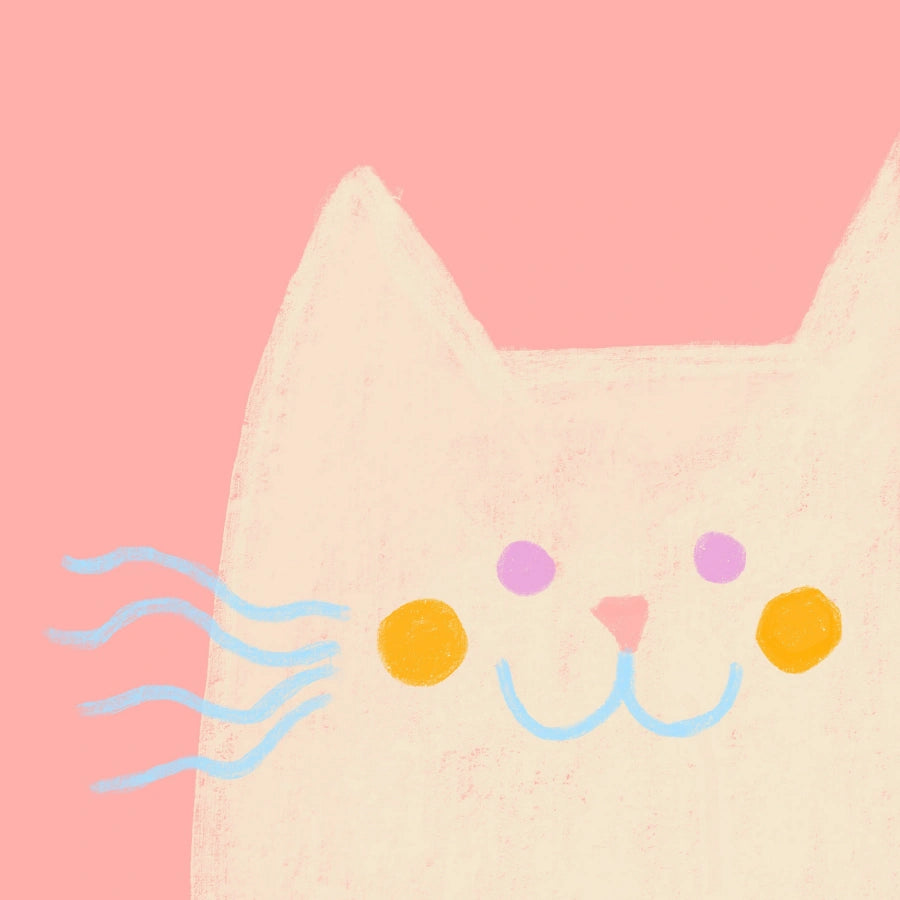 Decorazione murale per cameretta dei bambini con gatto rosa: stampa di animali pastello stravaganti per bambini