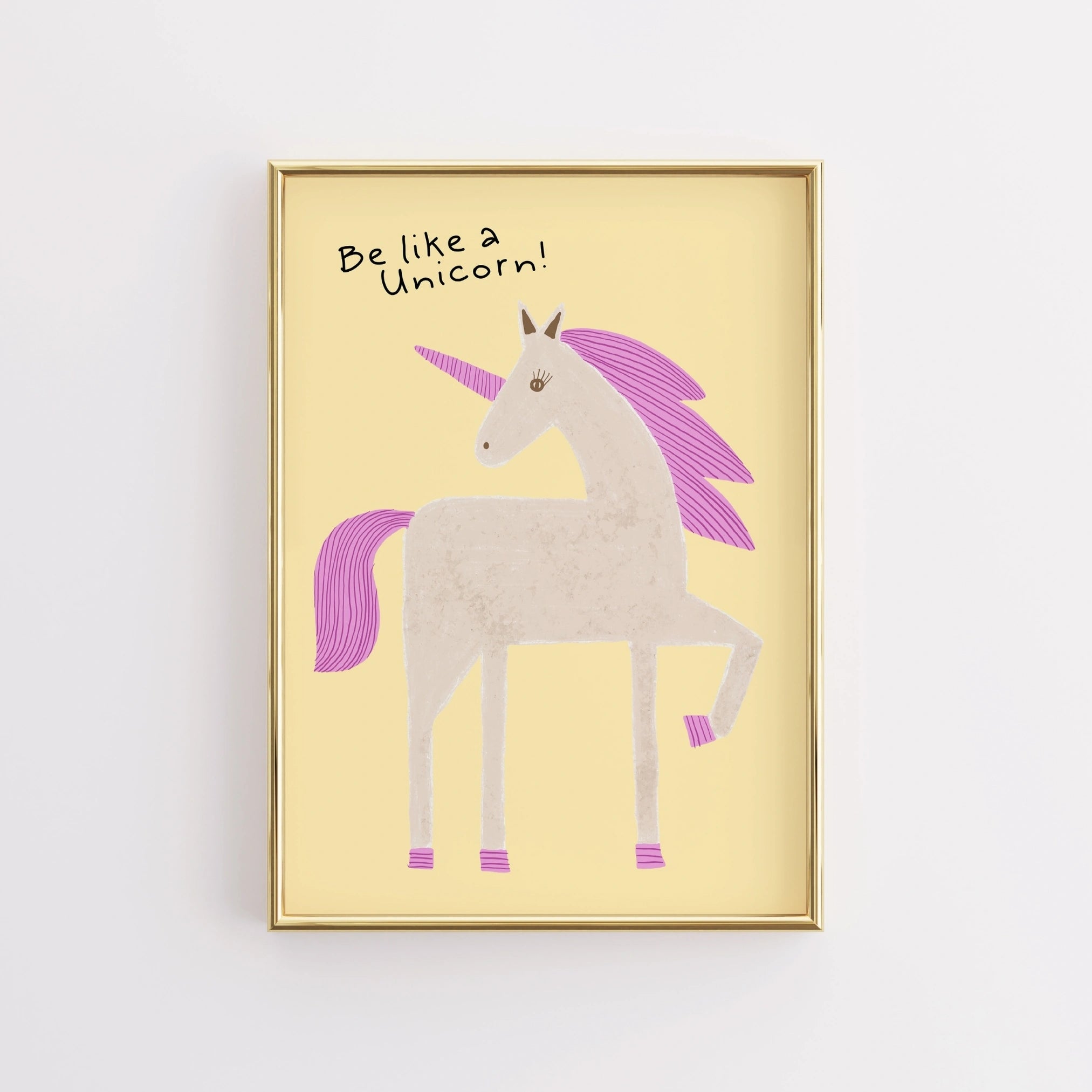 Stampa "Sii come un unicorno": simpatica decorazione murale per la cameretta dei bambini