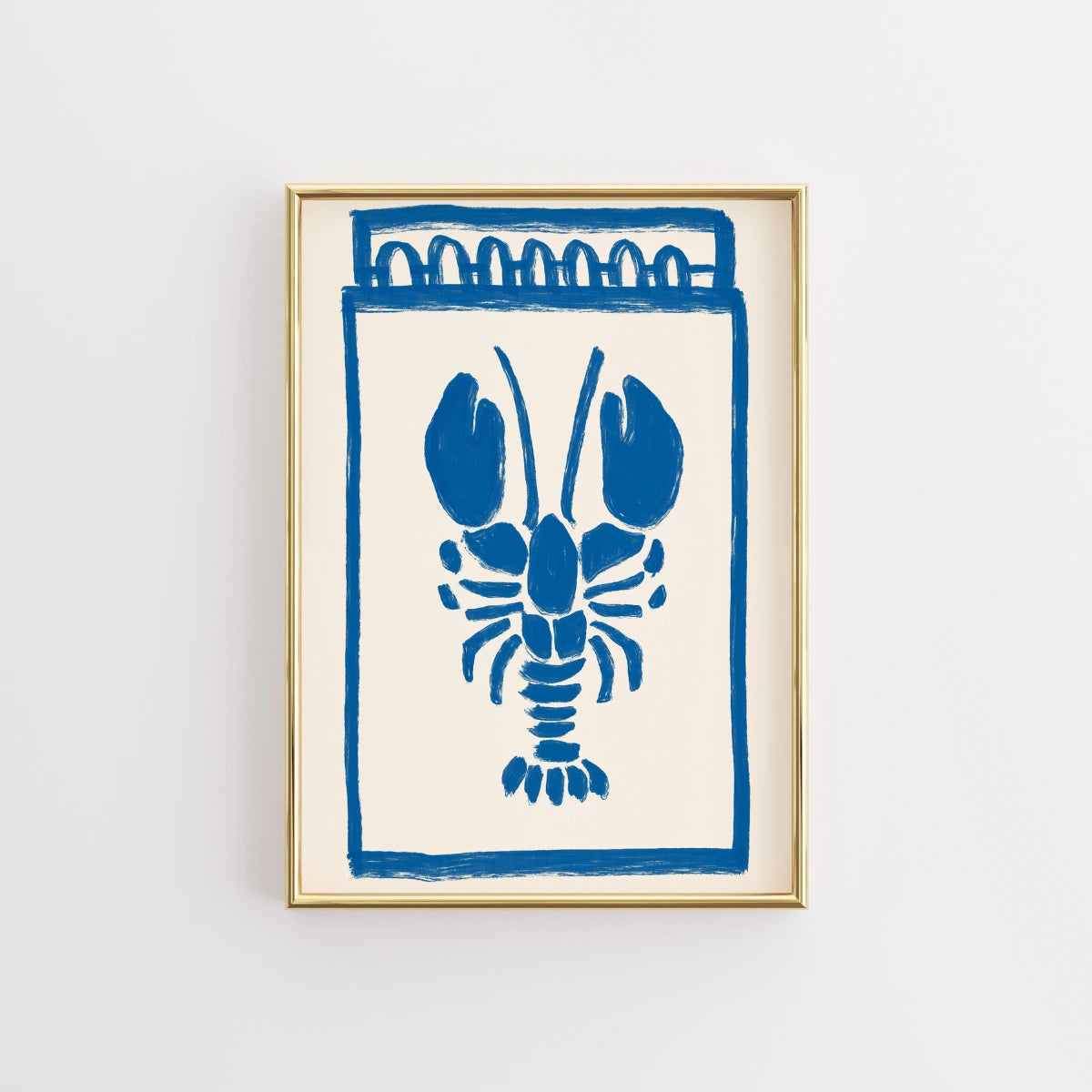Blue Lobster Wall Art – Stampa murale minimalista con frutti di mare e aragosta