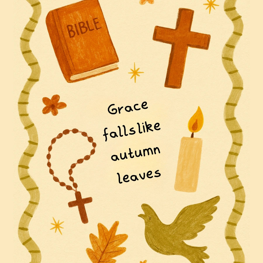 Grace Falls come foglie autunnali - Stampa murale cristiana autunnale