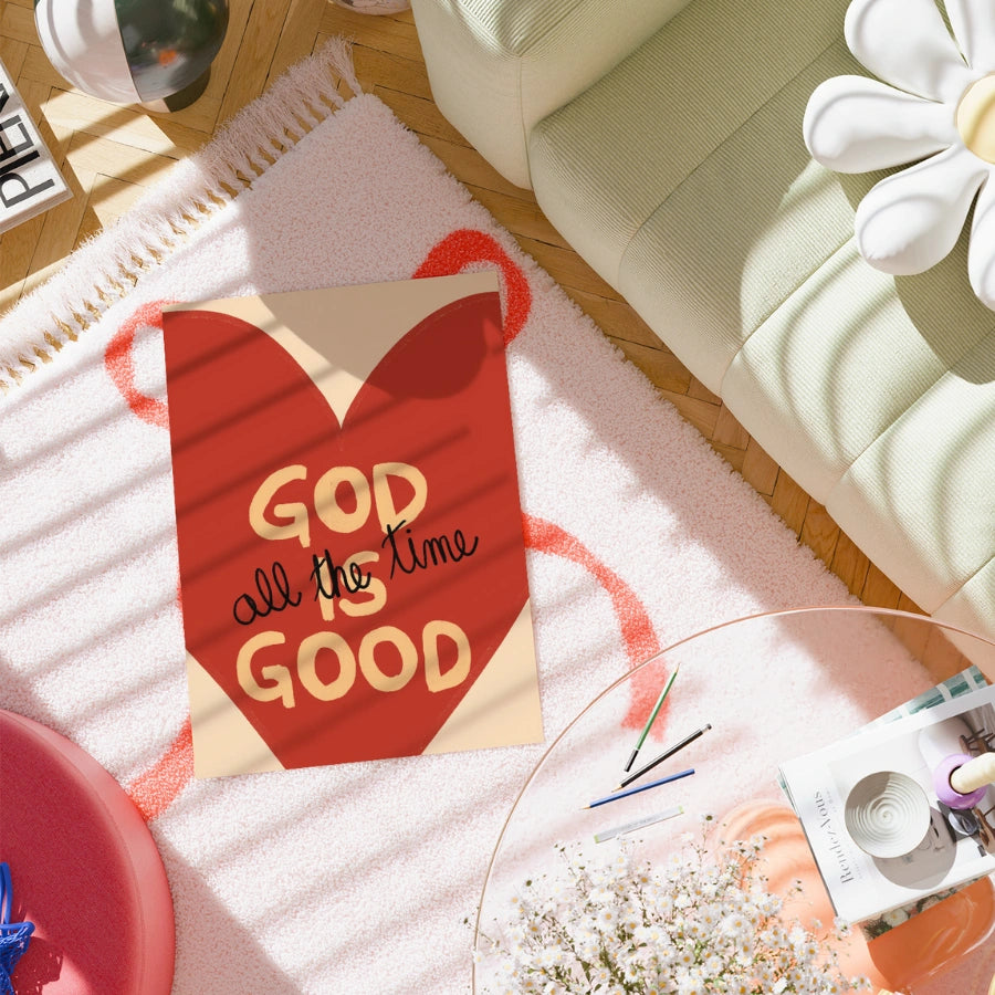 Dio è buono, arte murale cristiana – Stampa a cuore in grassetto