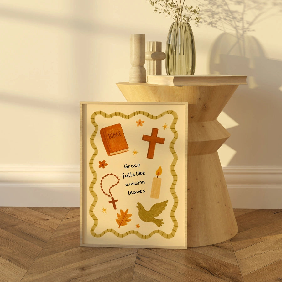Grace Falls come foglie autunnali - Stampa murale cristiana autunnale