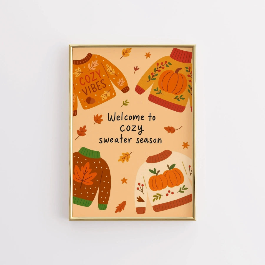 Decorazione murale per la stagione dei maglioni - Stampa con citazione autunnale