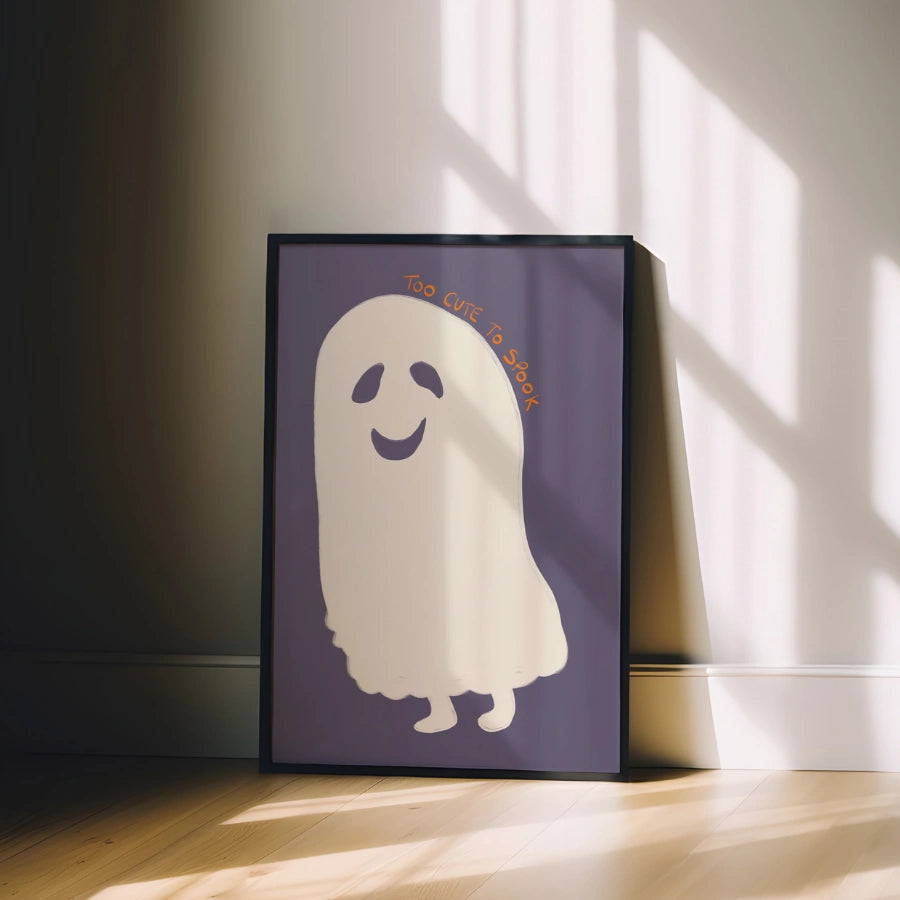 Stampa "Troppo carino per spaventare" - Divertente opera d'arte murale di Halloween con fantasmi