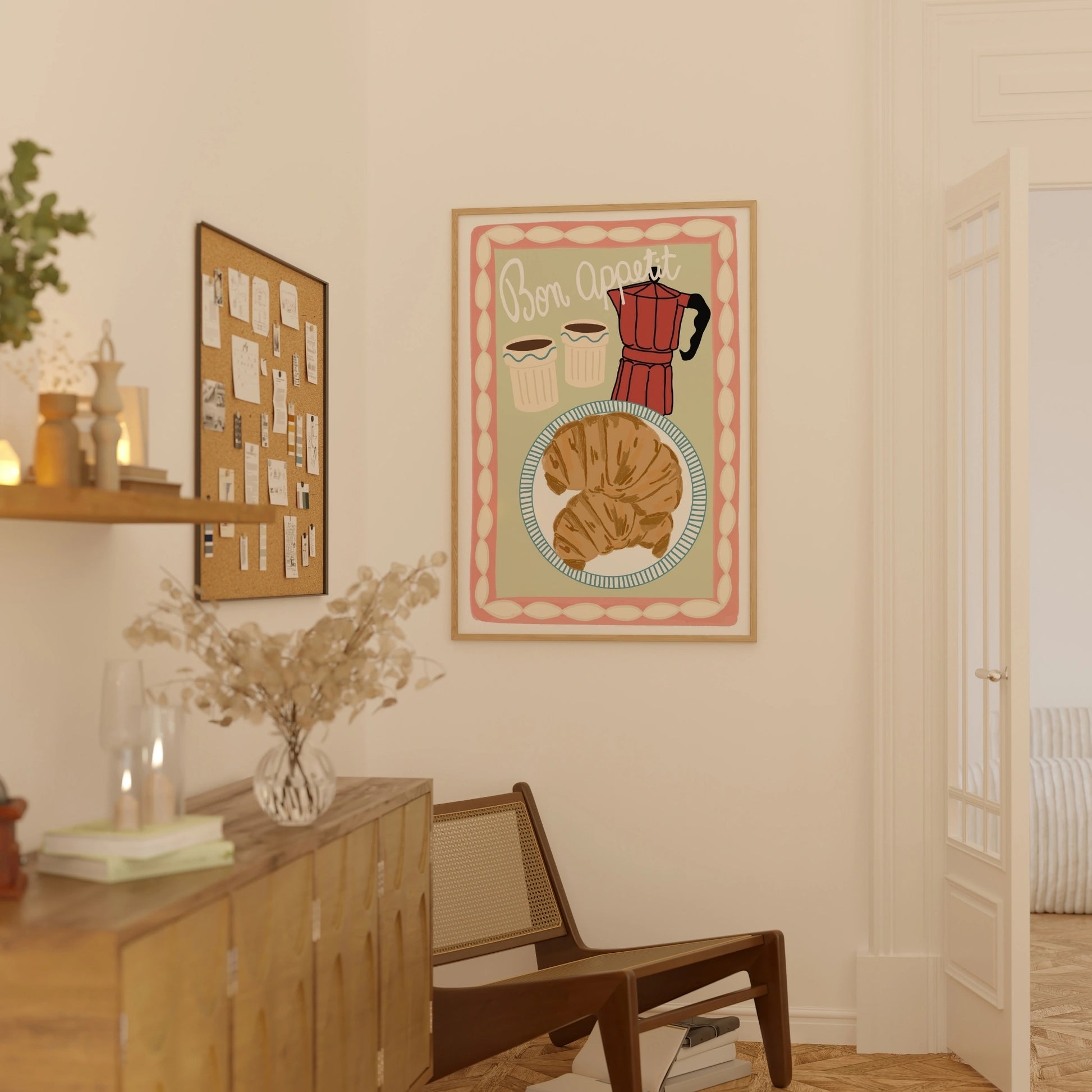 Decorazione murale per la tavola da pranzo italiana – Stampa di pasta, vino e cucina