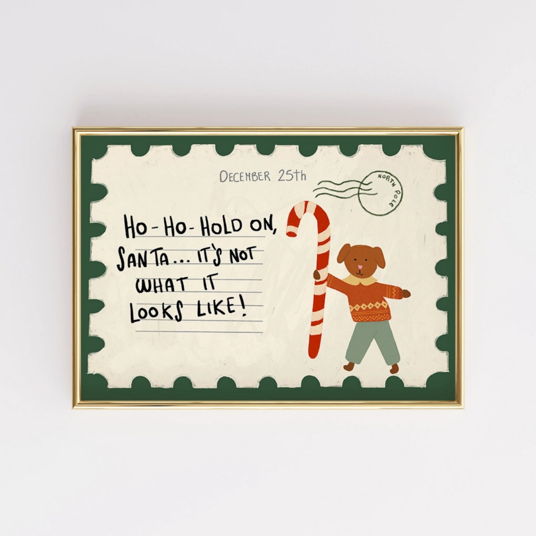 Divertente cartolina natalizia con cane