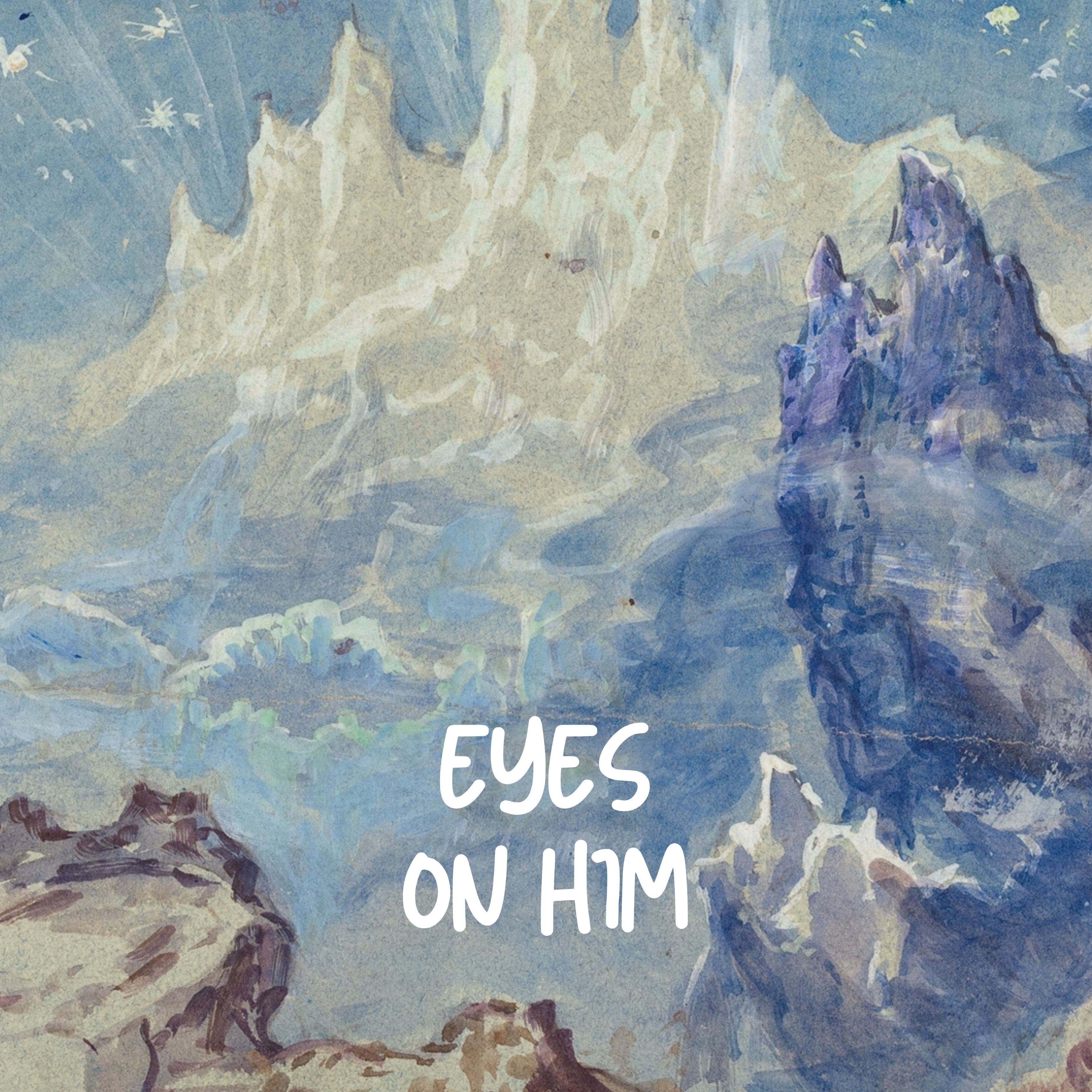 Occhi su di lui, arte murale cristiana – Stampa del paesaggio montano della fede