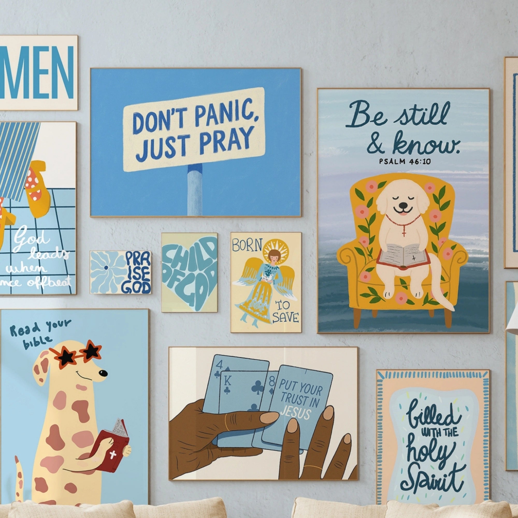 Blue Christian fatto a mano, oltre 100 stampe