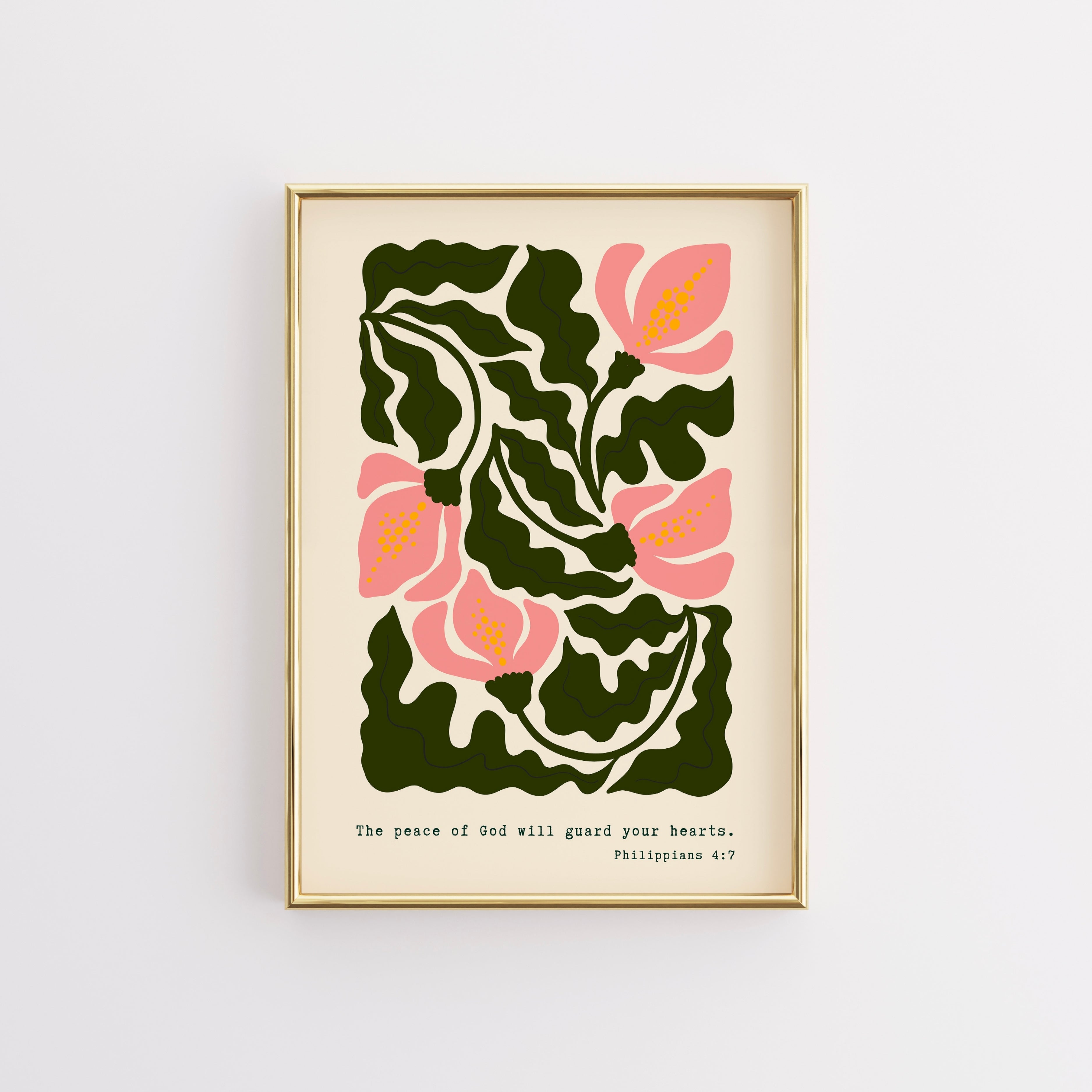 Versetto biblico sulla pace di Dio, decorazione murale – Filippesi 4:7 Printr