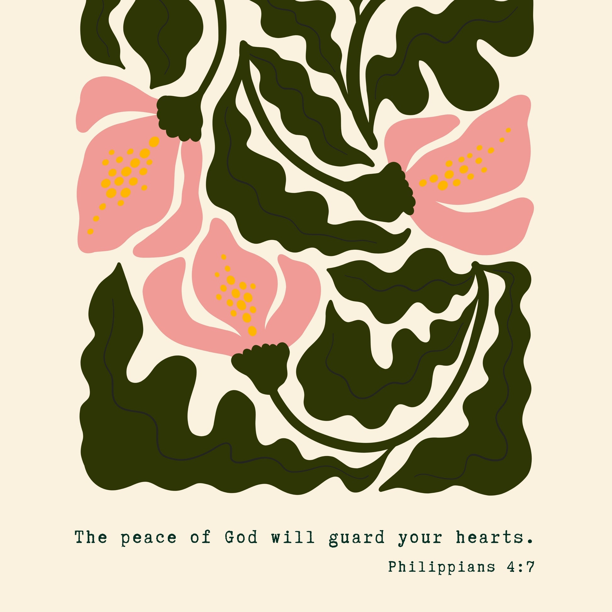 Versetto biblico sulla pace di Dio, decorazione murale – Filippesi 4:7 Printr