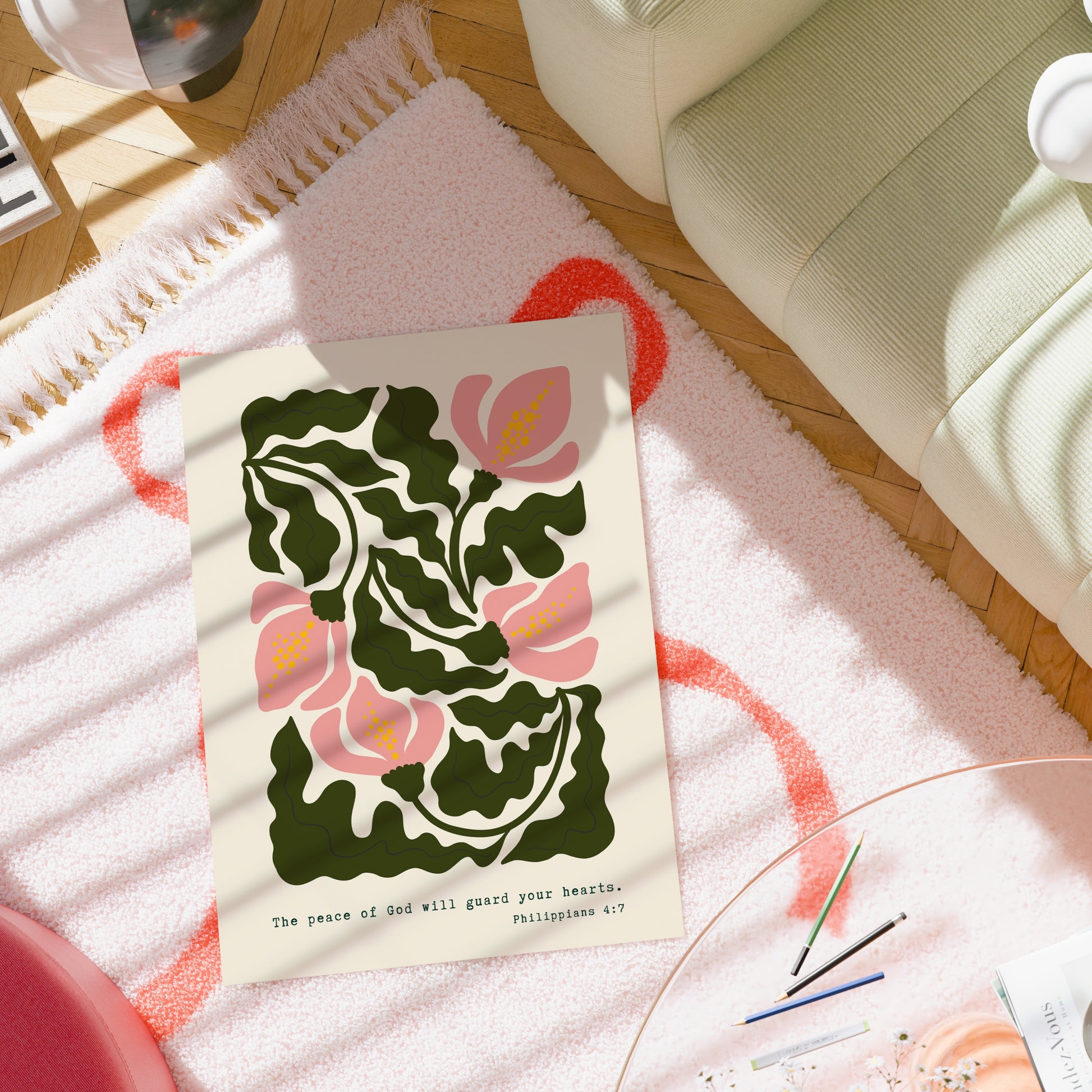 Versetto biblico sulla pace di Dio, decorazione murale – Filippesi 4:7 Printr