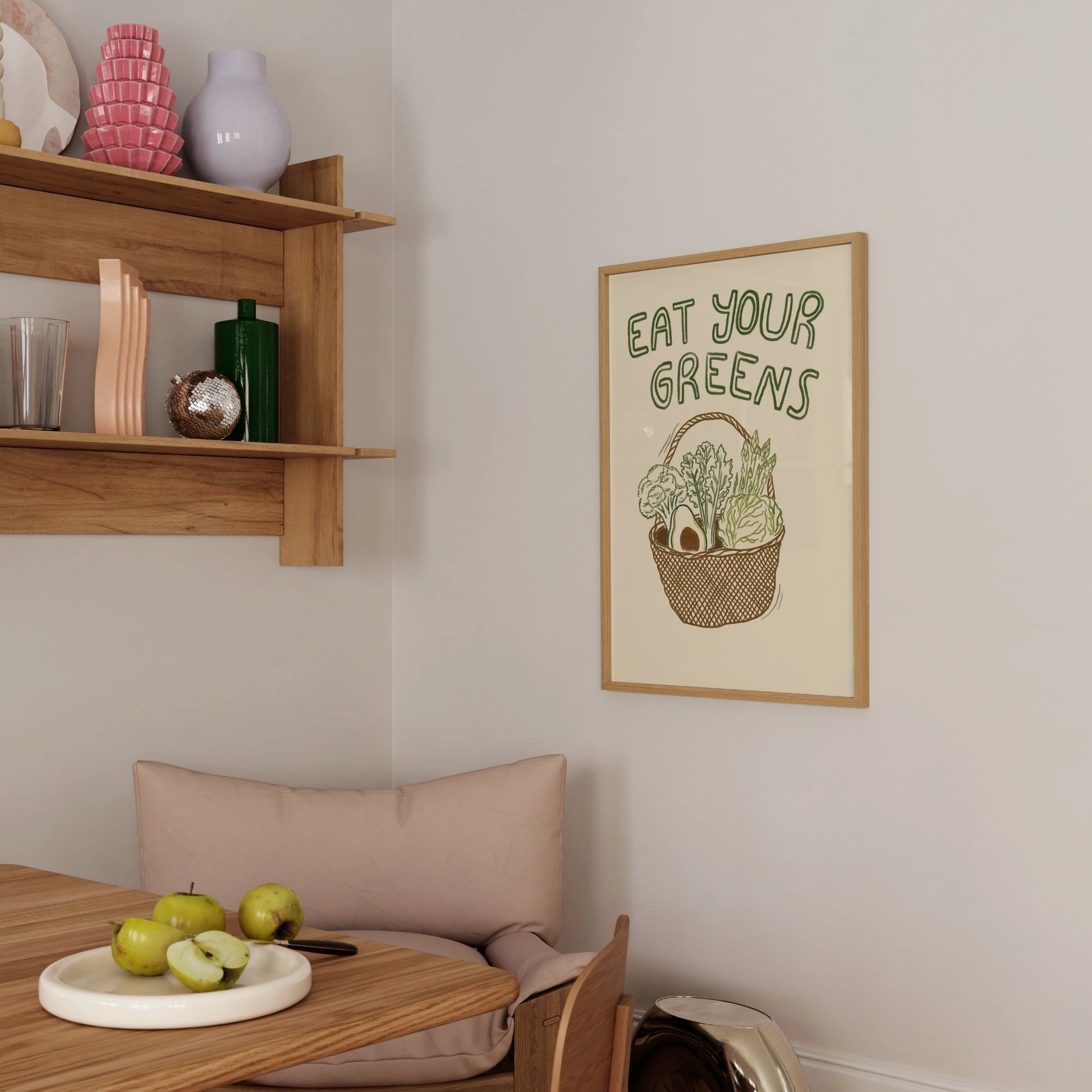 Decorazione murale per la tavola da pranzo italiana – Stampa di pasta, vino e cucina