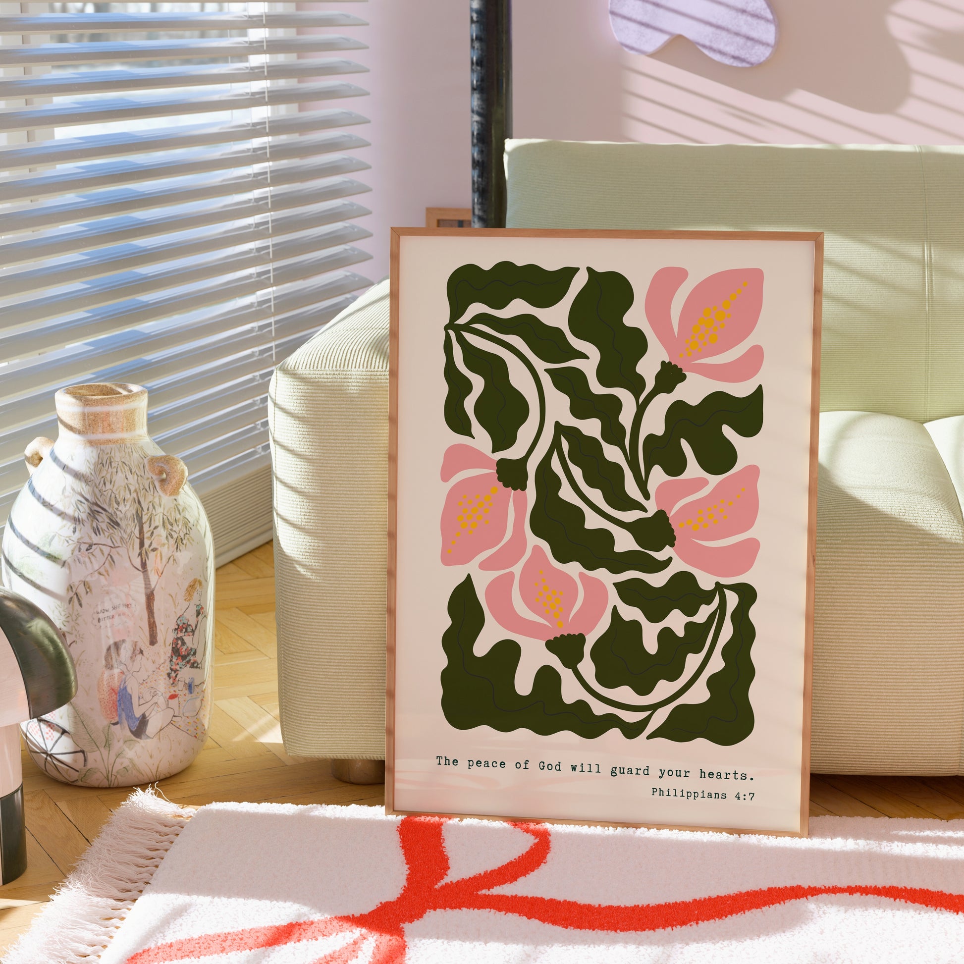 Versetto biblico sulla pace di Dio, decorazione murale – Filippesi 4:7 Printr