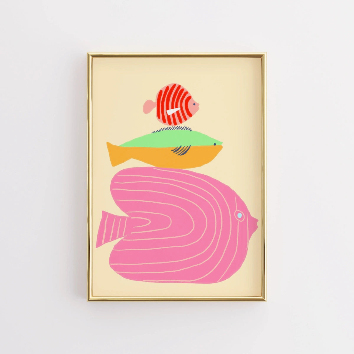 Arte murale con pesci colorati - Stampa per cameretta dei bambini in stile costiero