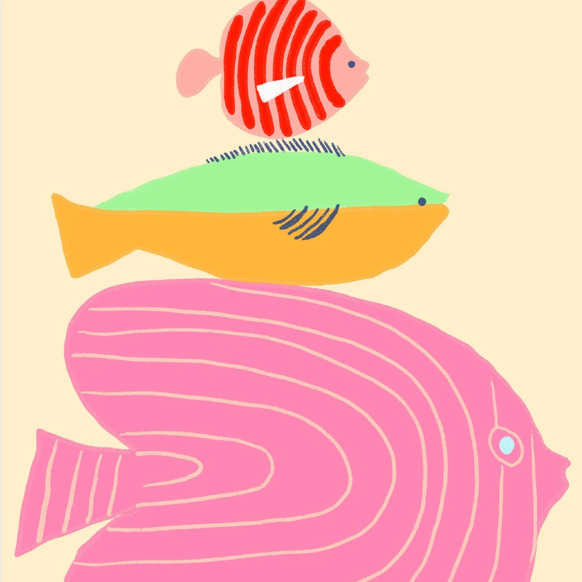 Arte murale con pesci colorati - Stampa per cameretta dei bambini in stile costiero