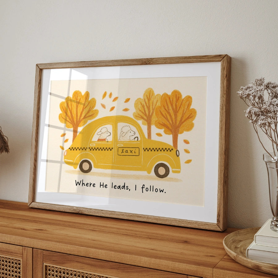 Dove Lui mi conduce, io seguo l'arte murale - Opera d'arte ispirata alla fede e alle Scritture