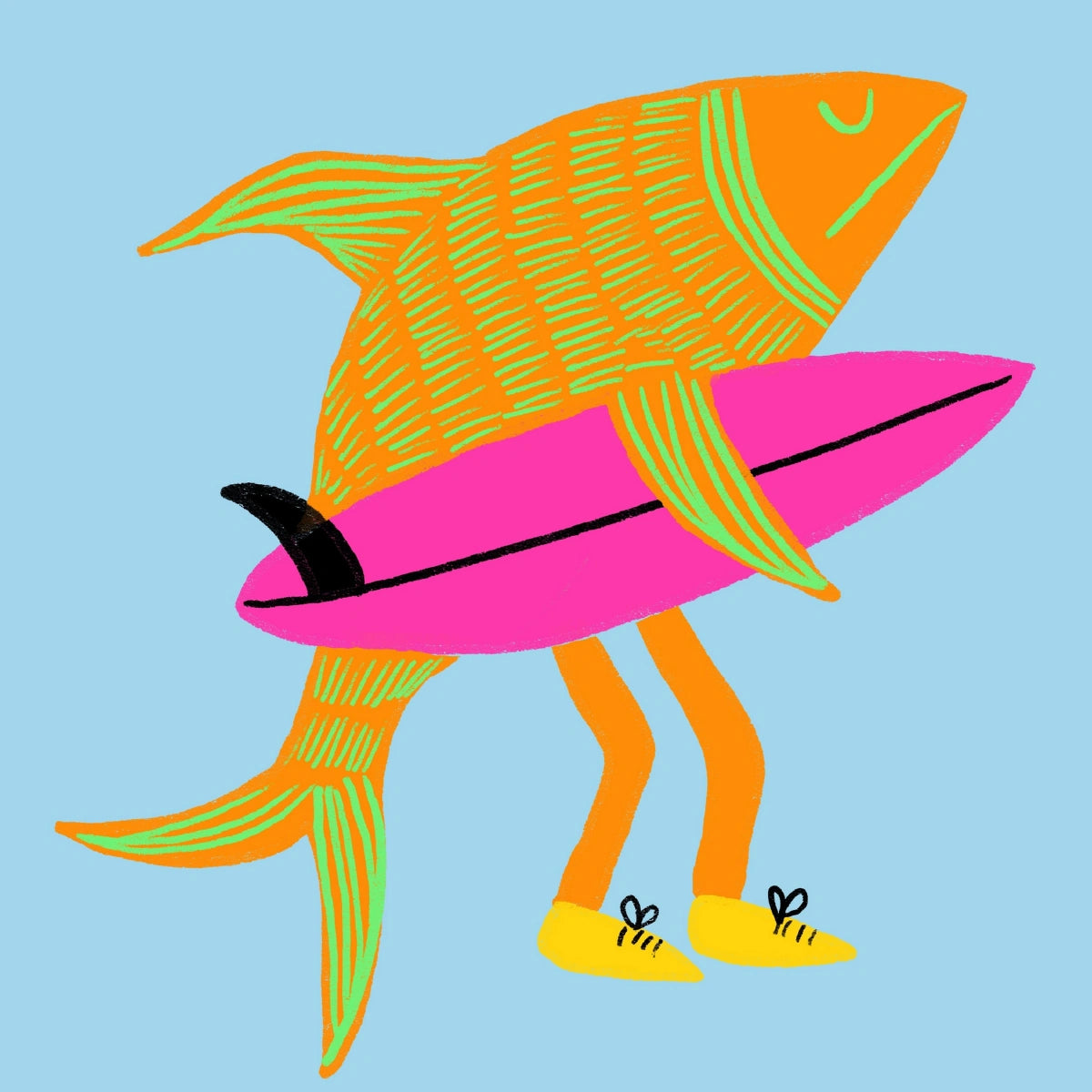 Surfer Fish Wall Art - Divertente stampa costiera