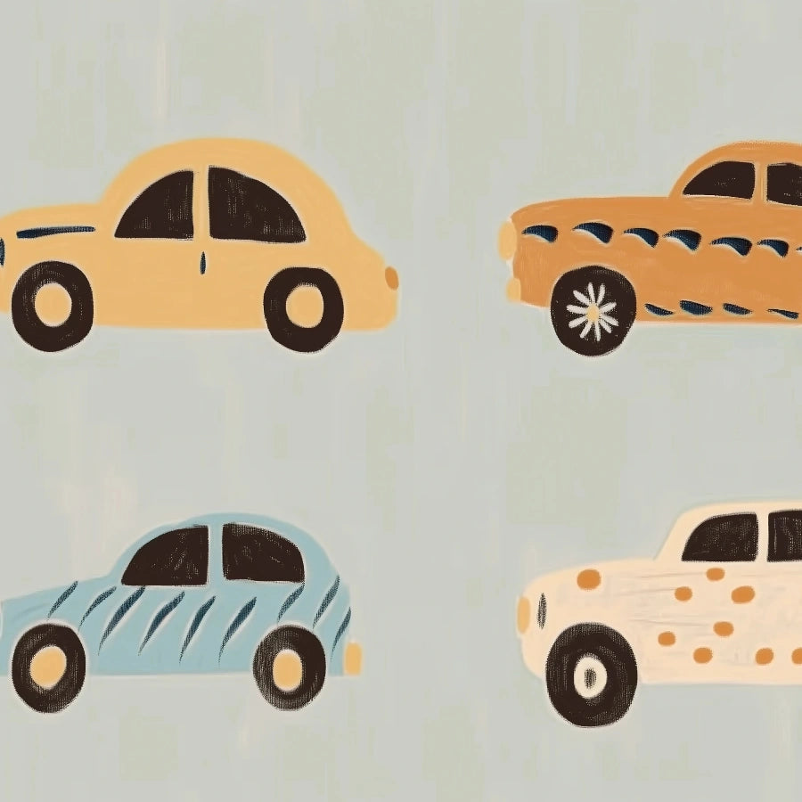 Stampa per bambini con auto colorate – Simpatica decorazione murale con veicoli per bambini