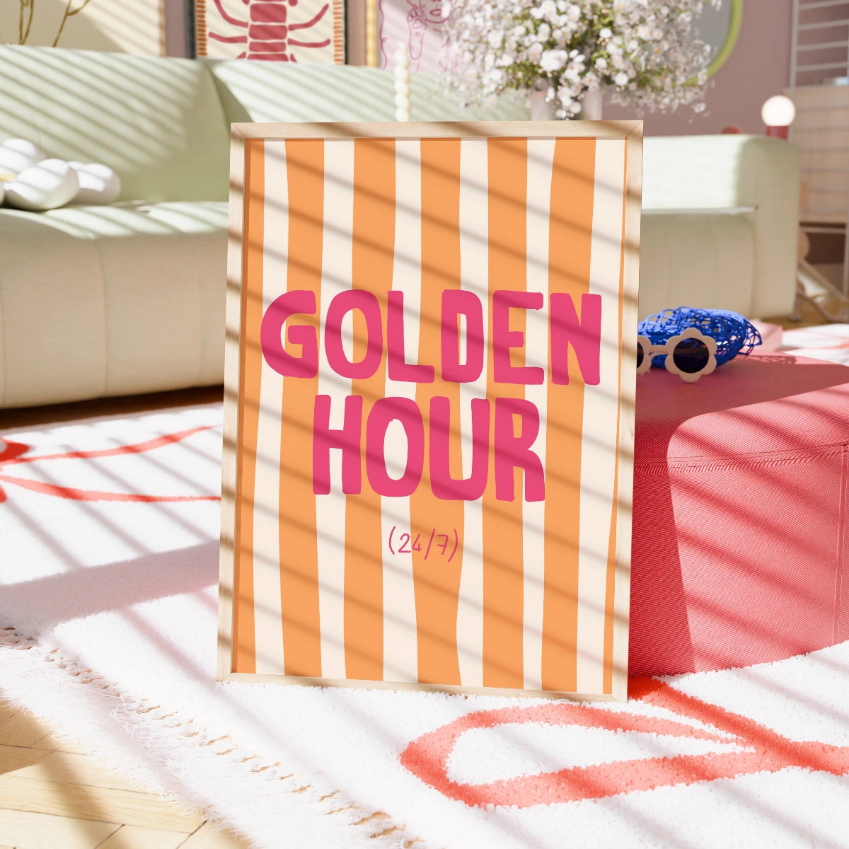 Stampa Golden Hour – Citazione estiva arancione audace da parete