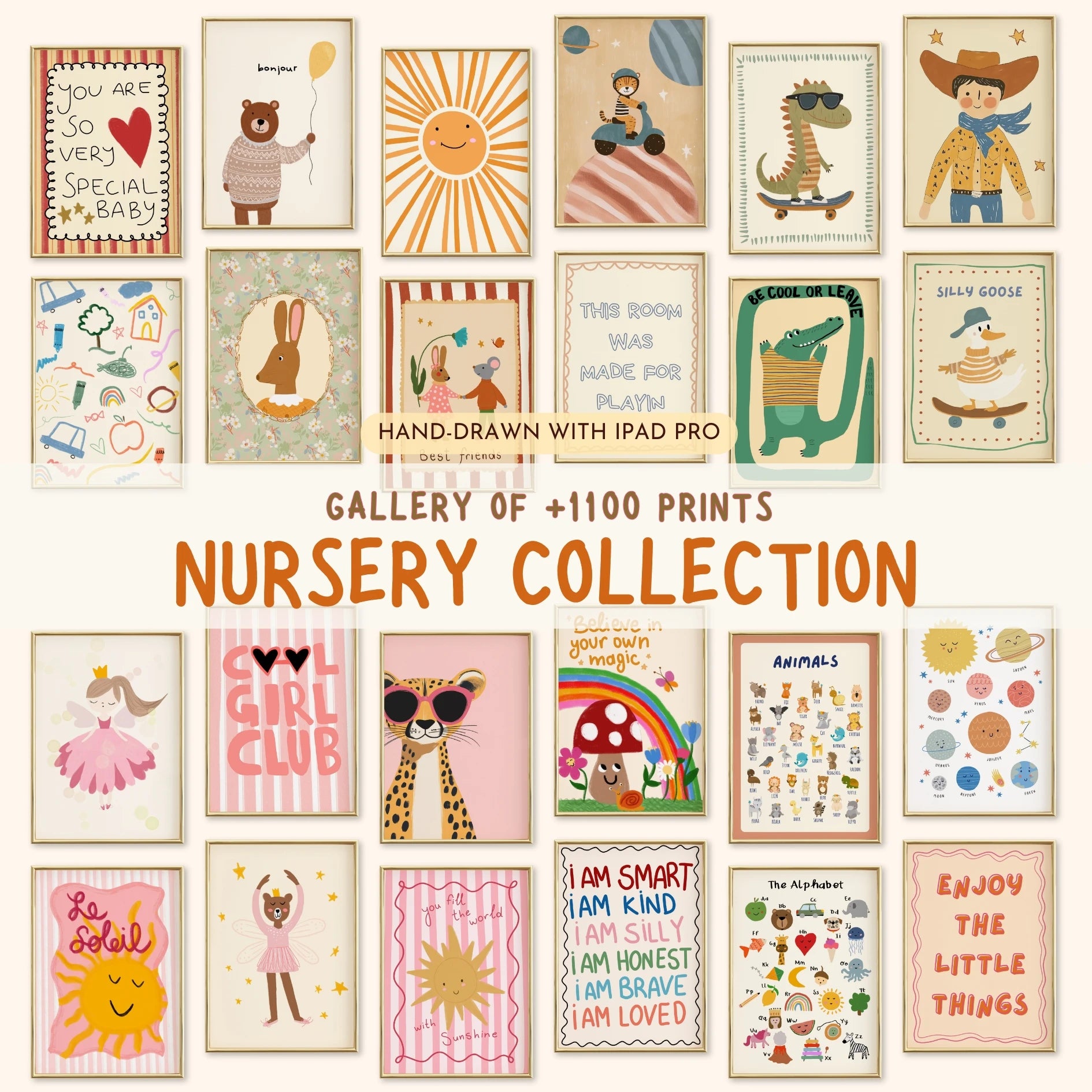 Decorazioni per la cameretta dei bambini fatte a mano, oltre 1100 stampe.