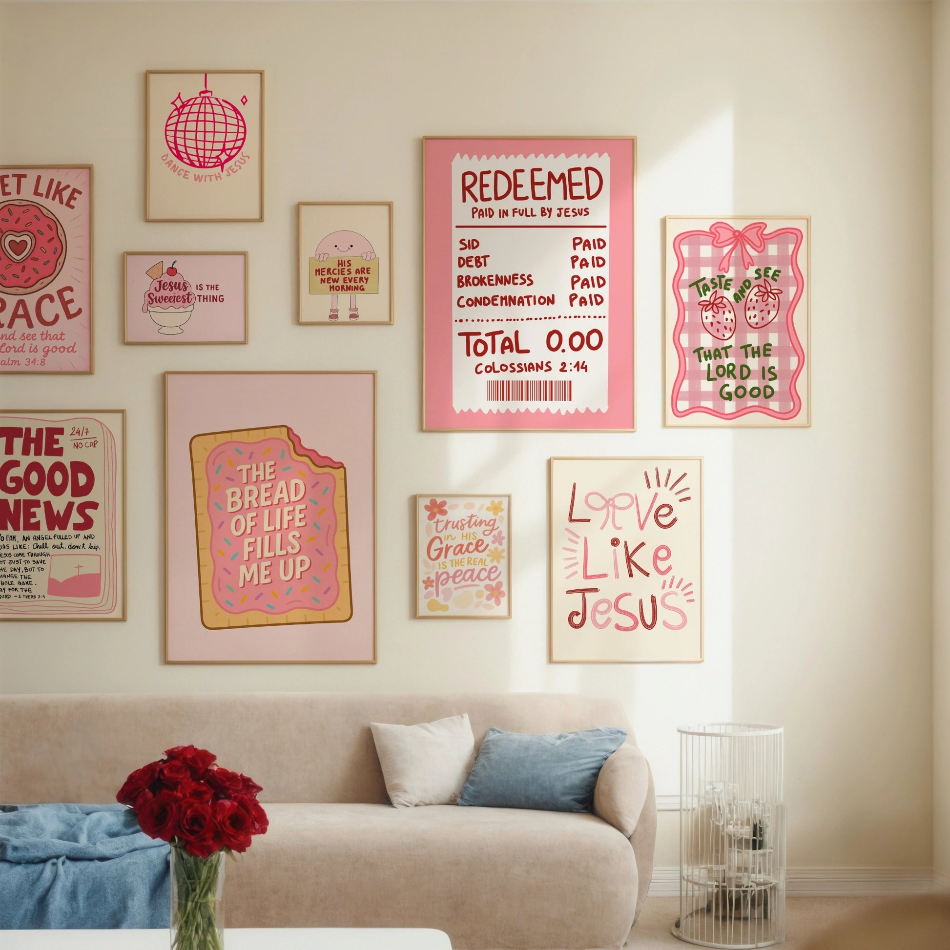 Christian rosa fatto a mano, oltre 100 stampe